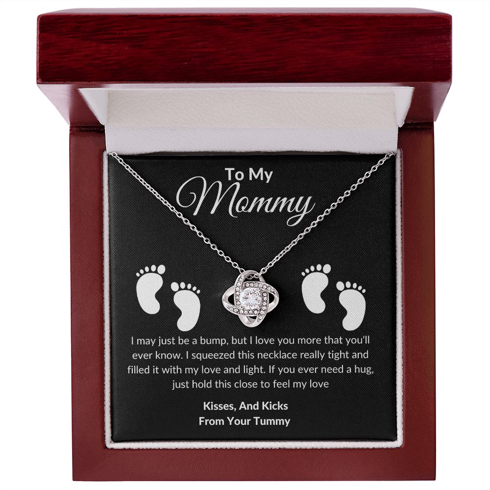 Mommy Feet Love Knot Necklace Black