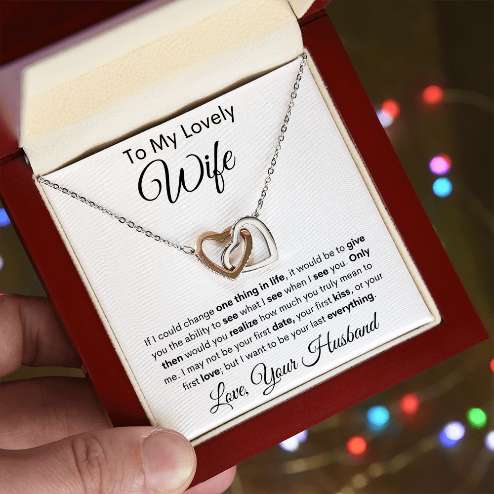My Wife Interlocking Heart Necklace and Message Card