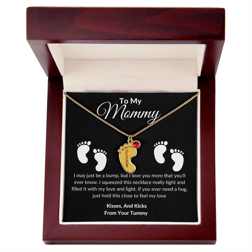 Mommy Baby Feet With Birthstones Black