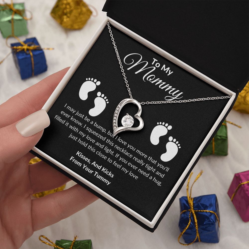 Mommy Feet Forever Love Necklace Black